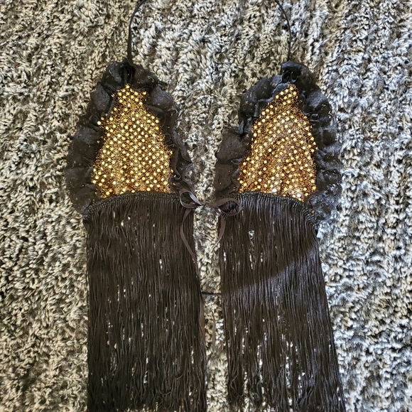 Lingerie top in black & gold (one size) - Picture 2 of 5